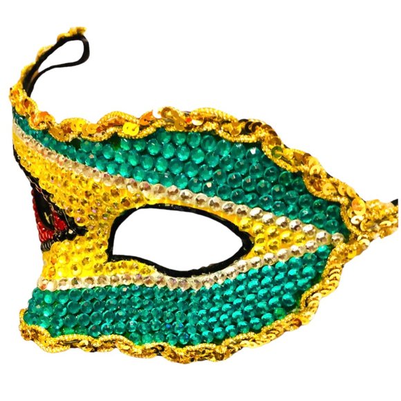 Guyana Masquerade Mask Covered in Crystals and Rhinestones - Picture 3 of 4
